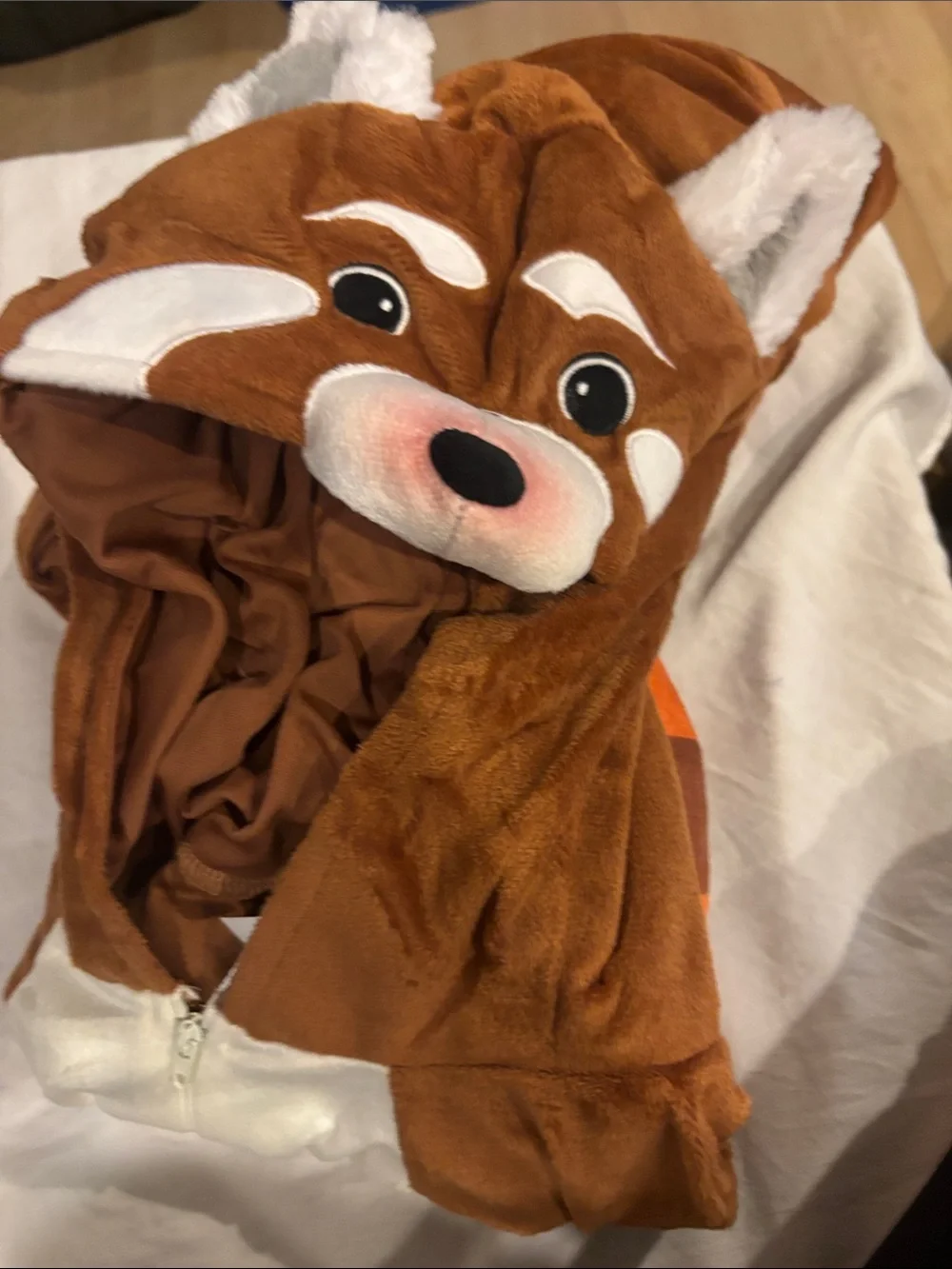 Red Panda Hooded Kids Onesie - Brown and White  by ROC